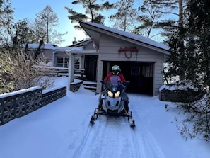 Snowmobilers and ice fishers love accessing the lake right from our lake house.