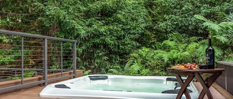 Easy in and out with this sunken hot tub