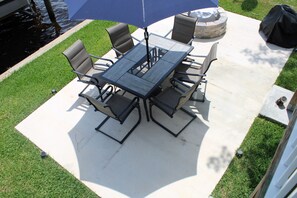 backyard patio with firepit