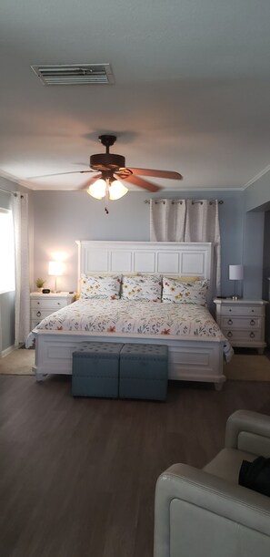 master bedroom ground floor with adjustable king bed
