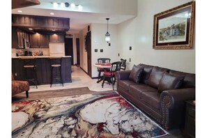 Open living room and kitchen.
