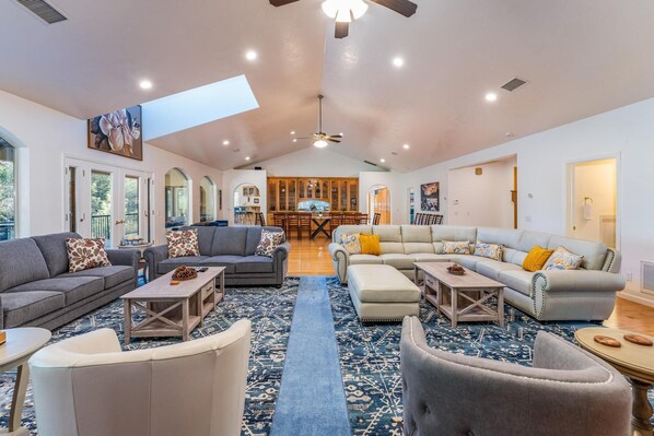 Ample seating for everyone, providing comfort and space for family gatherings and relaxation.