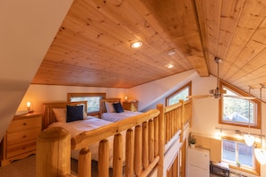 Two twin beds in the loft space