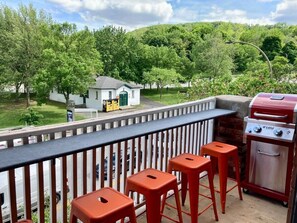 Front balcony facing the Mont-Royal mountain and park, perfect spot for people watching!