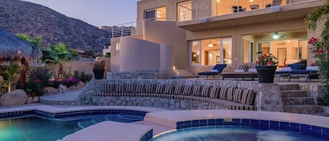 Poolside with Jacuzzi during sunset