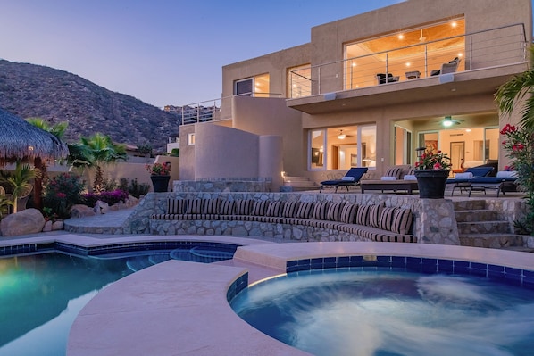 Poolside with Jacuzzi during sunset