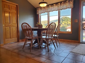 Breakfast nook overlooking farm scenery