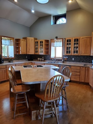 Large kitchen with cathederal ceiling