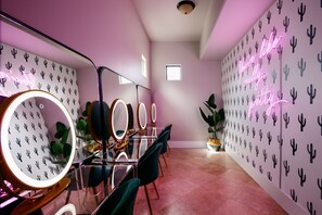 Powder room with 4 LED mirrors.