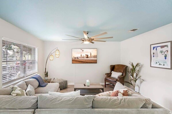 Functional living area, perfect to catch a show, read a book, or sit and talk.