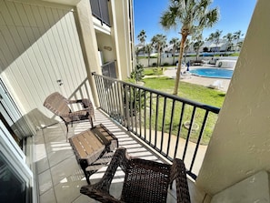 Second floor private Balcony overlooking the Pool