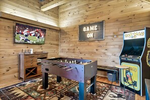 Foosball and a 60-1 arcade game with all the classics like Pacman and Galaga