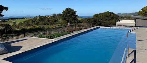 12 m shared salt water pool (heated Oct to April)