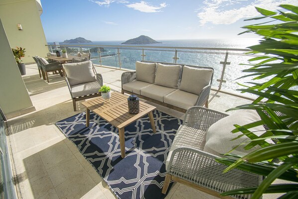 Living space on large balcony