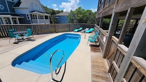Gorgeous pool area is a great respite from windy beach days!