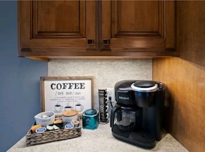 A Coffee Bar for the coffee lover! Make a full pot of coffee or a single cup...