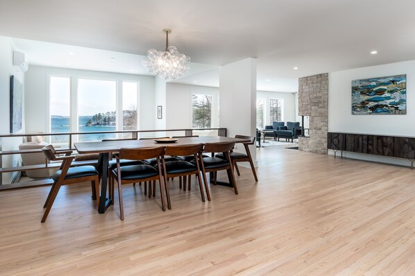 Dining and main floor living areas.