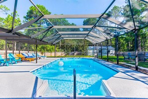 Heated Saltwater Pool. You and your guests can comfortably swim. 