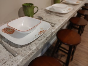 Kitchen dining counter with stools