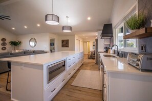 The open floor plan of the house makes spending time together easy.