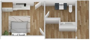 Actual image of newly remodeled floor plan.