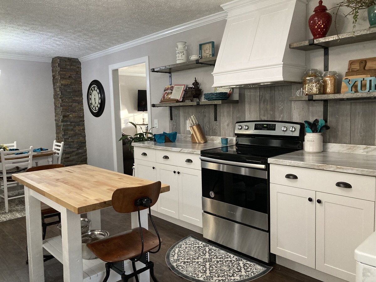 Newly remodeled modern farmhouse in a country setting. Quiet with views
