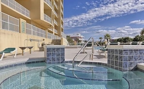 Hot tub facing the pool.