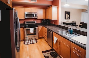 Stainless Steel Kitchen with Mr. Coffee Pot and Keurig Pod Coffee Makers