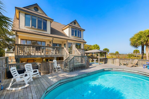 Rear view of the house with pool