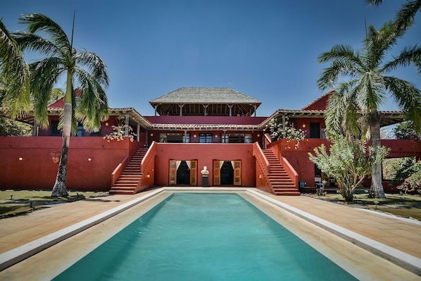 Facade / entrance,Pool view,Swimming pool