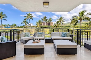enjoy a morning beverage or evening cocktail on the lanai