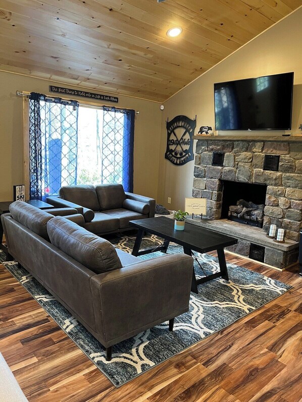 Living Room with Propane Fireplace. 