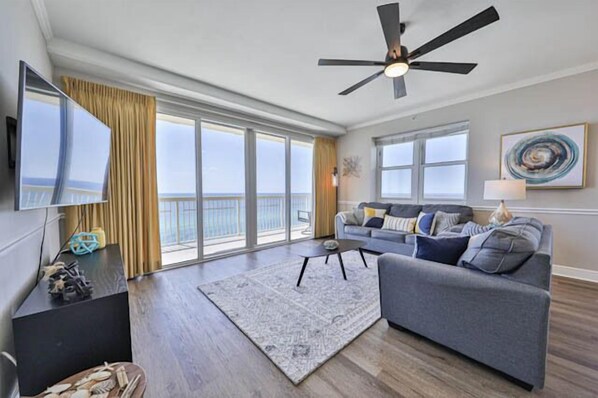 Gulf front living room.