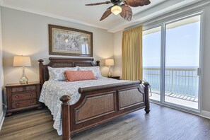King size bed in the master bedroom.