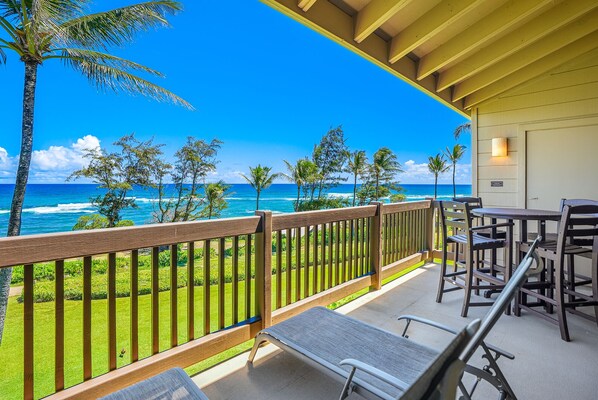 Oceanfront Views from Private Lanai, Living Area, Kitchen