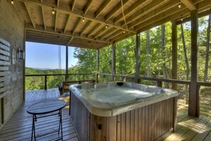 Hot tub on the lower level