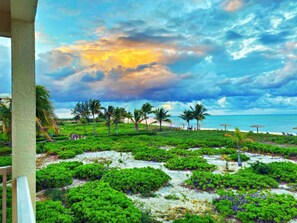 Beach views from private balcony. 