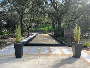 Full-sized bocce court is ready for your serious and not-so-serious competitions!