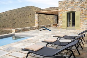Relaxing by the pool