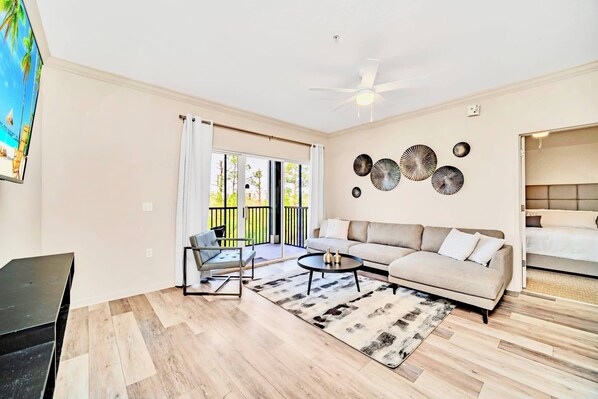 Spacious Living Room with Smart TV