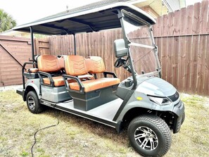 Rent a six passenger golf cart, getting to the beach will be a breeze!