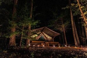 The tent at nightime!
