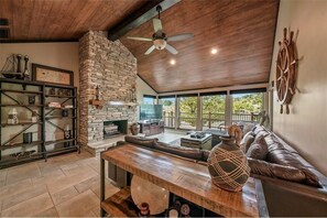 Decorated for comfort and relaxation overlooking the lake.