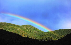 Rainbows like us. This one is over the domes guiding me home!