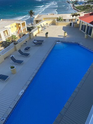 Pool view from balcony of condo