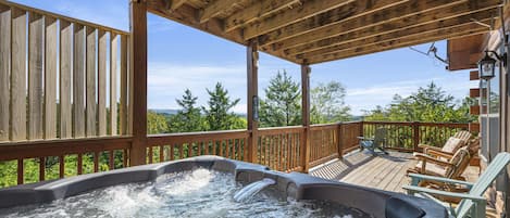 Relax on the spacious deck after exploring the Great Smoky Mountains.  