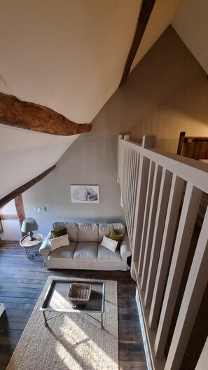 View of living room from balcony bedroom...