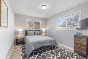 A Queen bed in our bedroom