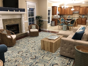 Living room opens up to the kitchen