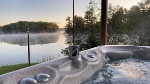 Hot tub with view of the lake